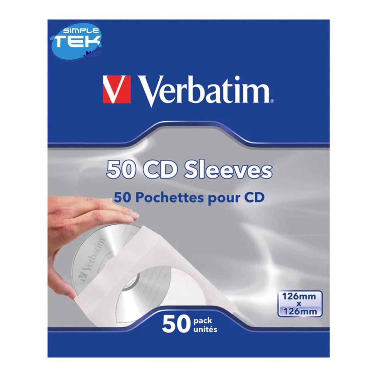 Verbatim 50 X Buste Tasche Porta Cd Dvd Blu-ray Dischi In Carta Bianca Finestra-0