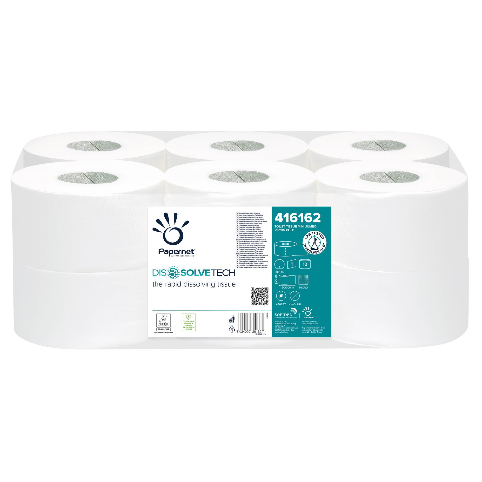 Carta igienica Mini Jumbo - 8,9 cm x 300 mt - diametro 20 cm - goffratura micro - 26 gr - Papernet-0