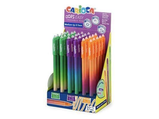 Espositore 30 penne cancellabili Carioca Oops Easy punta media 0,7 mm colori assortiti - 41029-0