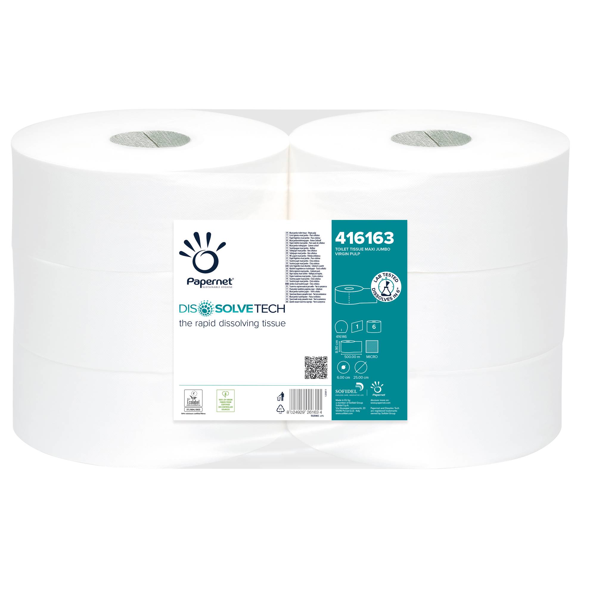 Carta igienica Maxi Jumbo - 8,9 cm x 500 mt - diametro 25 cm - goffratura micro - 26 gr - Papernet-0