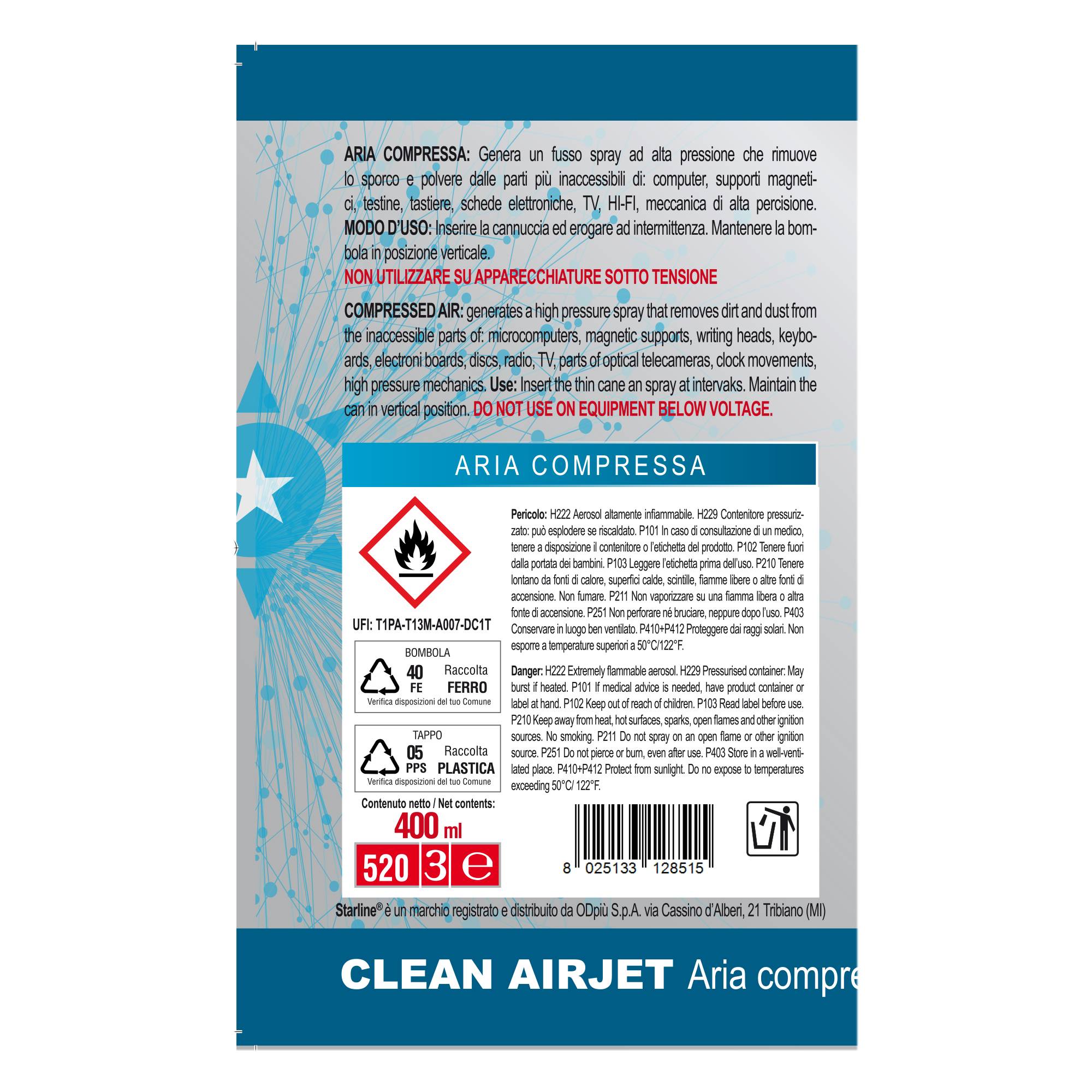 Aria Compressa Clean AirJet con cannuccia - 400ml - Starline-0