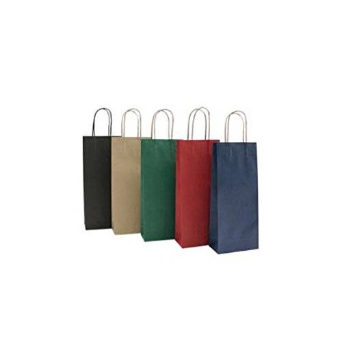 Portabottiglie in carta - maniglie cordino - 14 x 9 x 38cm - rosso - conf. 20 sacchetti-0