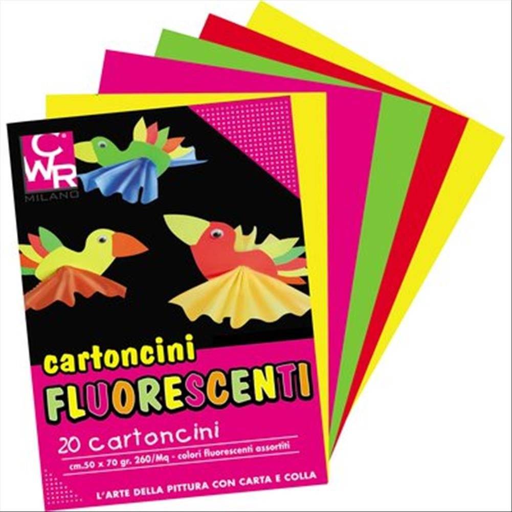 Cartoncini Fluo Deco formato 50x70 cm 10 ff colori assortiti 260 grammi 2150/10-0