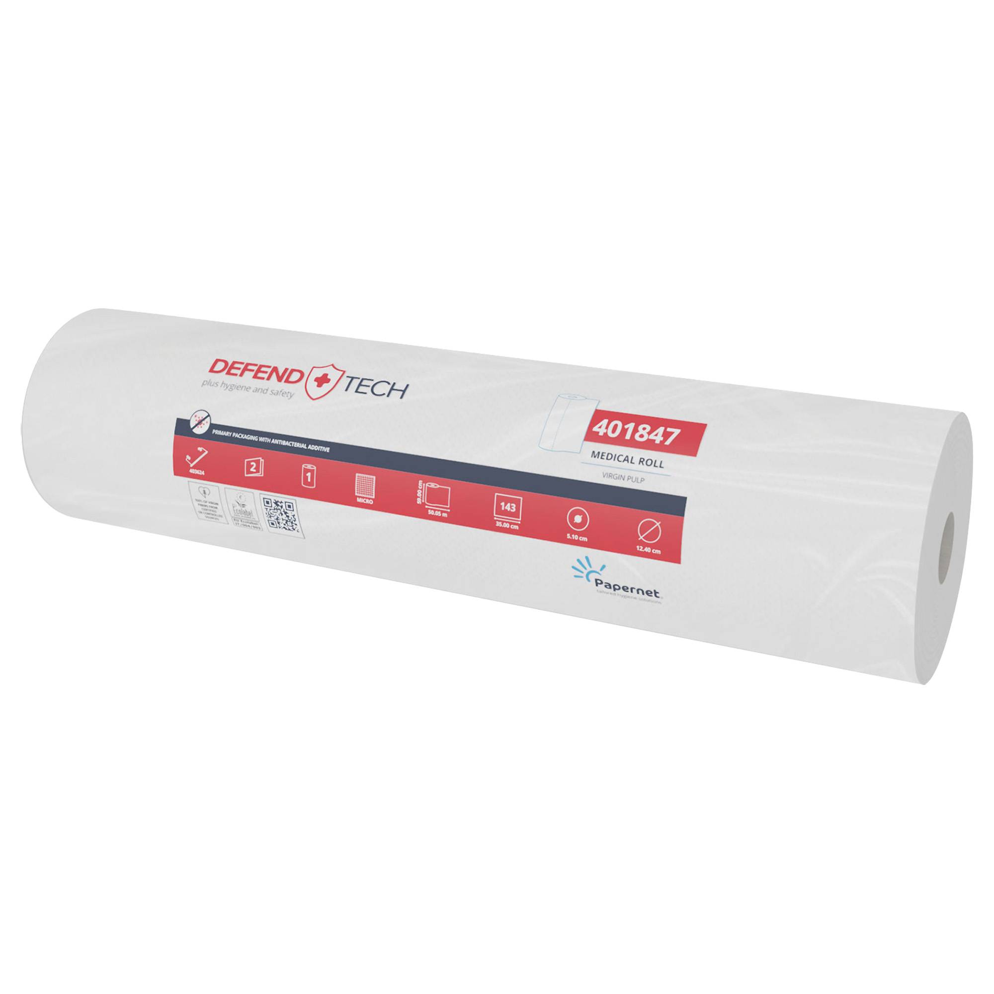 Lenzuolino Medico Defend Tech - in rotolo - 2 veli - 59 cm x 50 m - bianco - Papernet-0