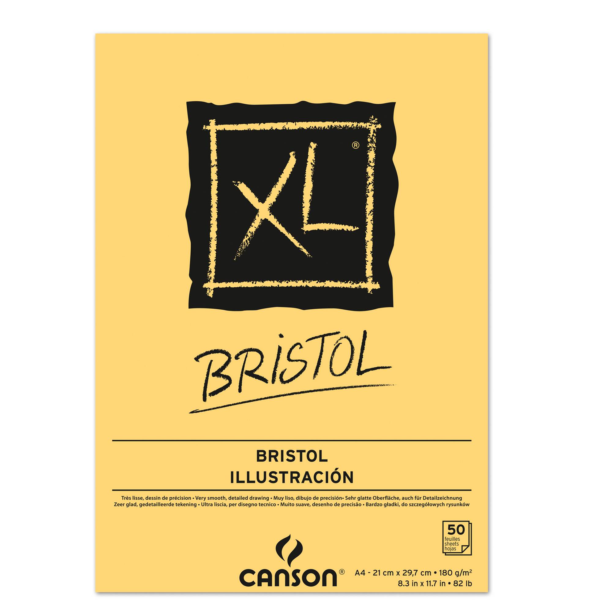 Blocco collato lato corto XL Bristol - A4 - 180 gr - 50 fogli - Canson-0
