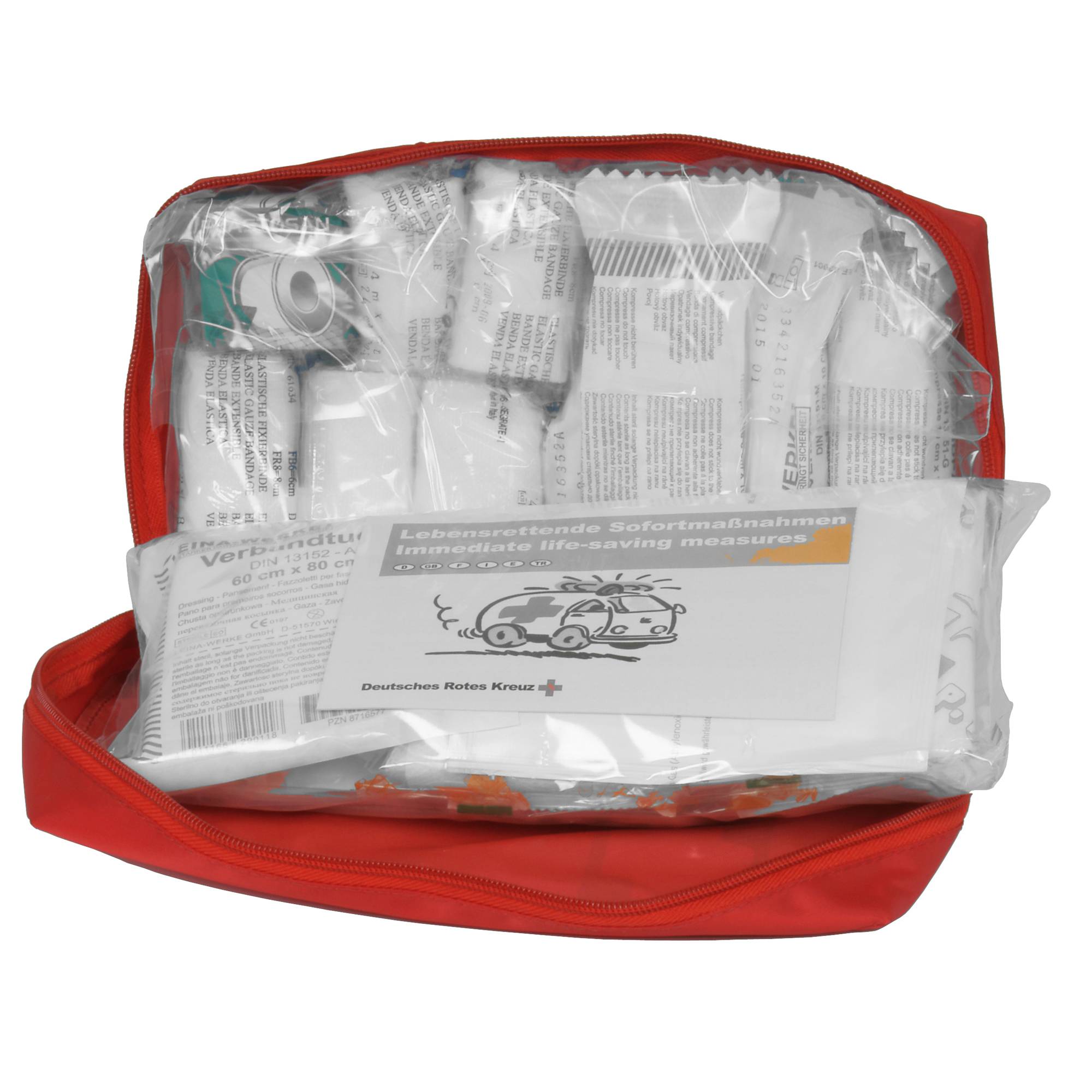 Astuccio di pronto soccorso per auto Soft Bag DIN 13164B - 25x15x7,5 cm - rosso - PVS-0