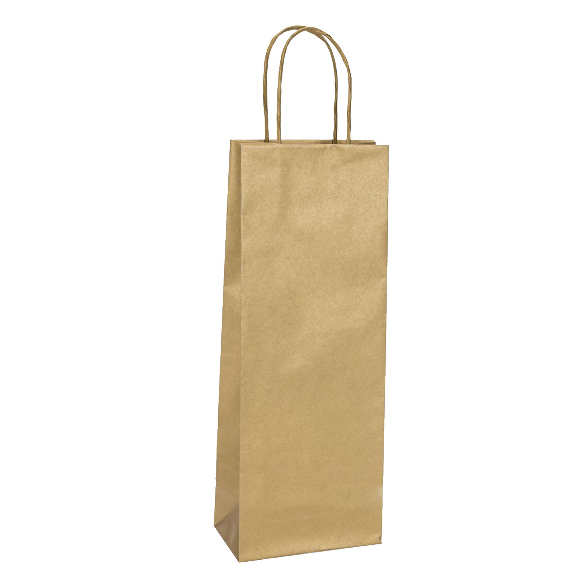 Shoppers portabottiglie - carta biokraft - 14 x 9 x 38 cm - oro - Mainetti Bags - conf. 20 pezzi-0