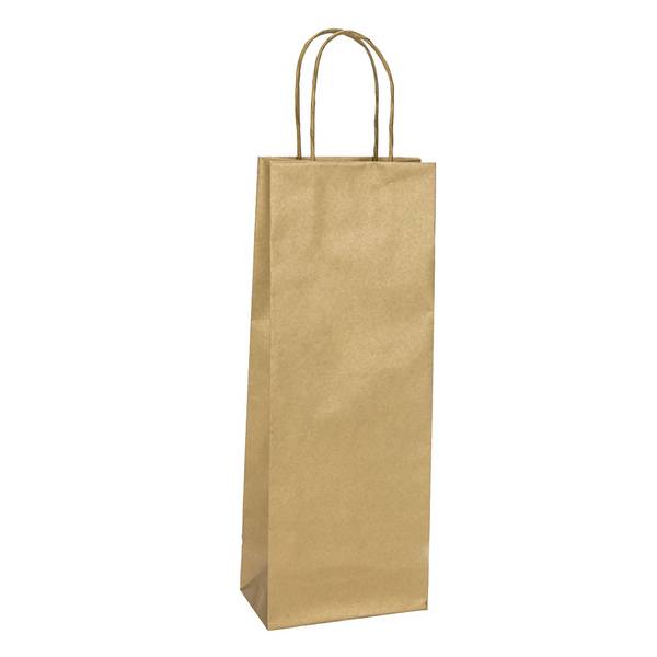 Shoppers portabottiglie - carta biokraft - 14 x 9 x 38 cm - oro - Mainetti Bags - conf. 20 pezzi