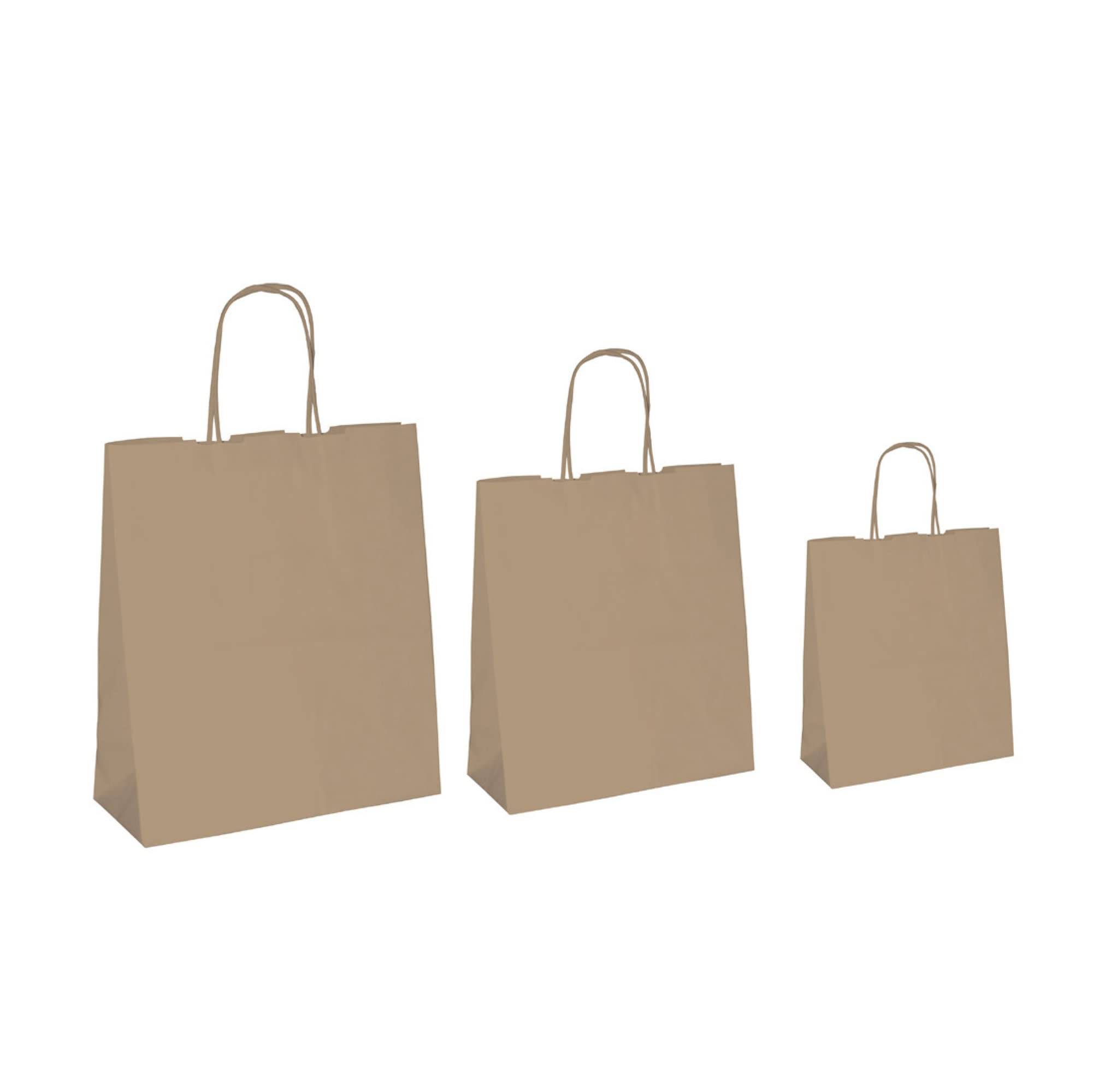 Shopper in carta - maniglie cordino - 26 x 11 x 34,5cm - avana - conf. 25 sacchetti-0
