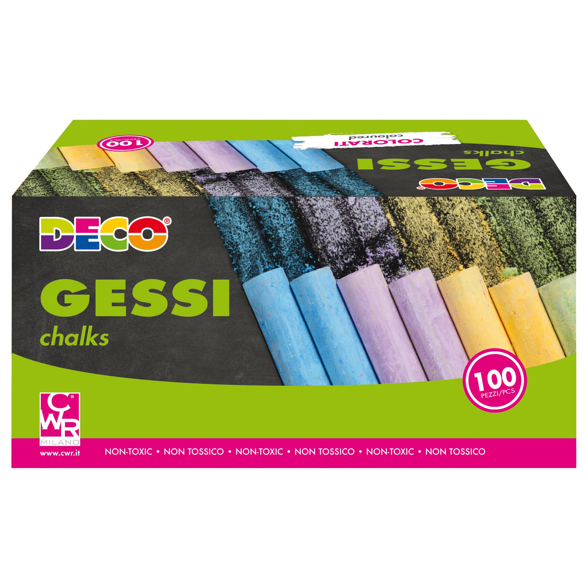 Gessetti tondi - ø 10 x 81 mm - colori assortiti - Deco - Scatola 100 gessetti tondi-0