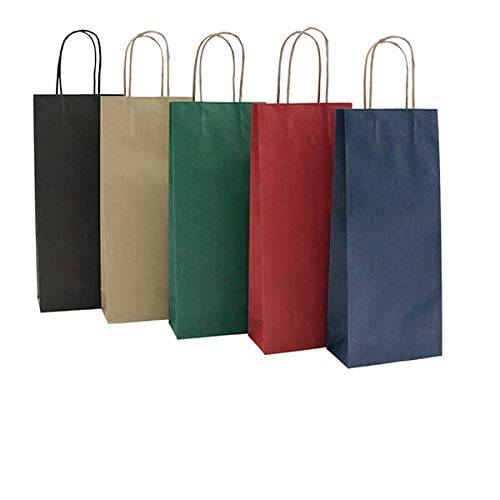 Portabottiglie in carta - maniglie cordino - 14 x 9 x 38cm - nero - conf. 20 sacchetti-0