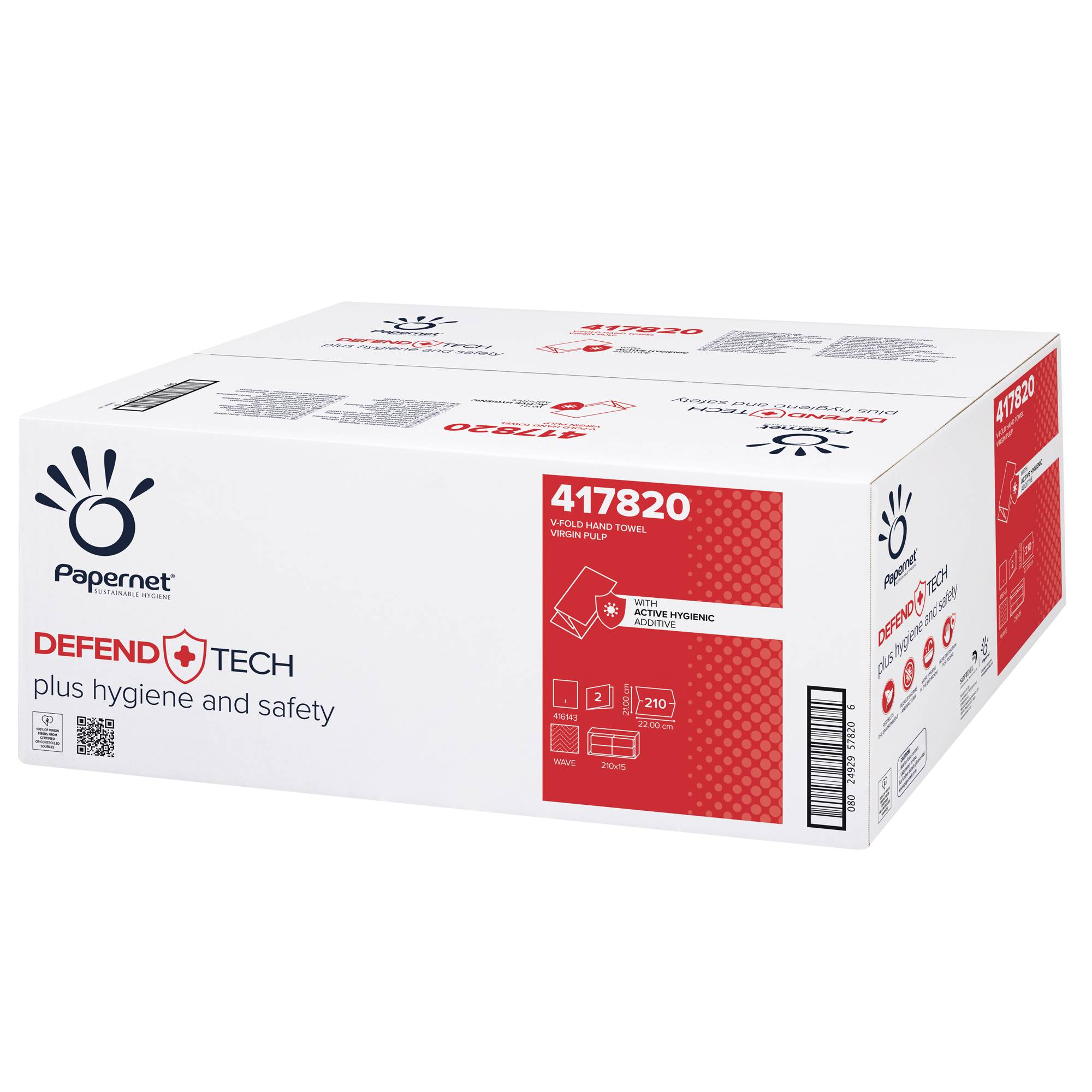Asciugamani piegati a V Defend Tech - Papernet - pacco 210 pezzi-0