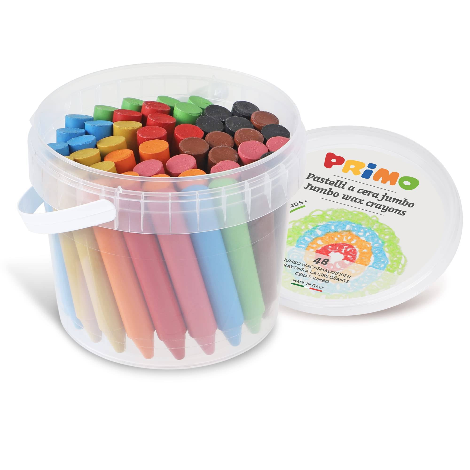 Pastelli a cera Jumbo - D 13 mm x 85 mm - 12 colori assortiti - Primo - conf. 48 pezzi-0
