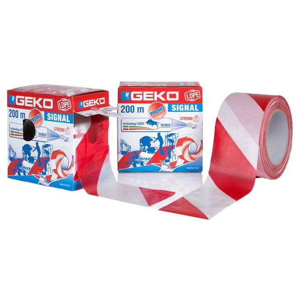 Nastro segnaletico SIGNAL 70mm x 200mt bianco/rosso Geko-0