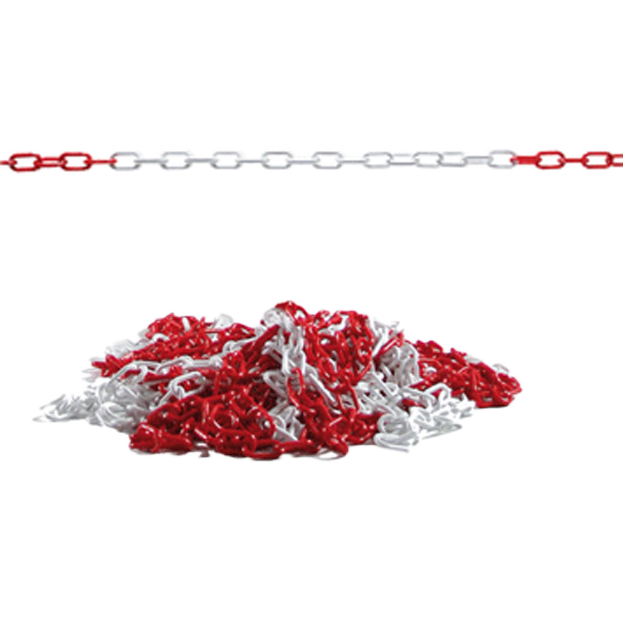 Catena segnaletica - 25 m - materiale plastico - bianco/rosso - Valex-0