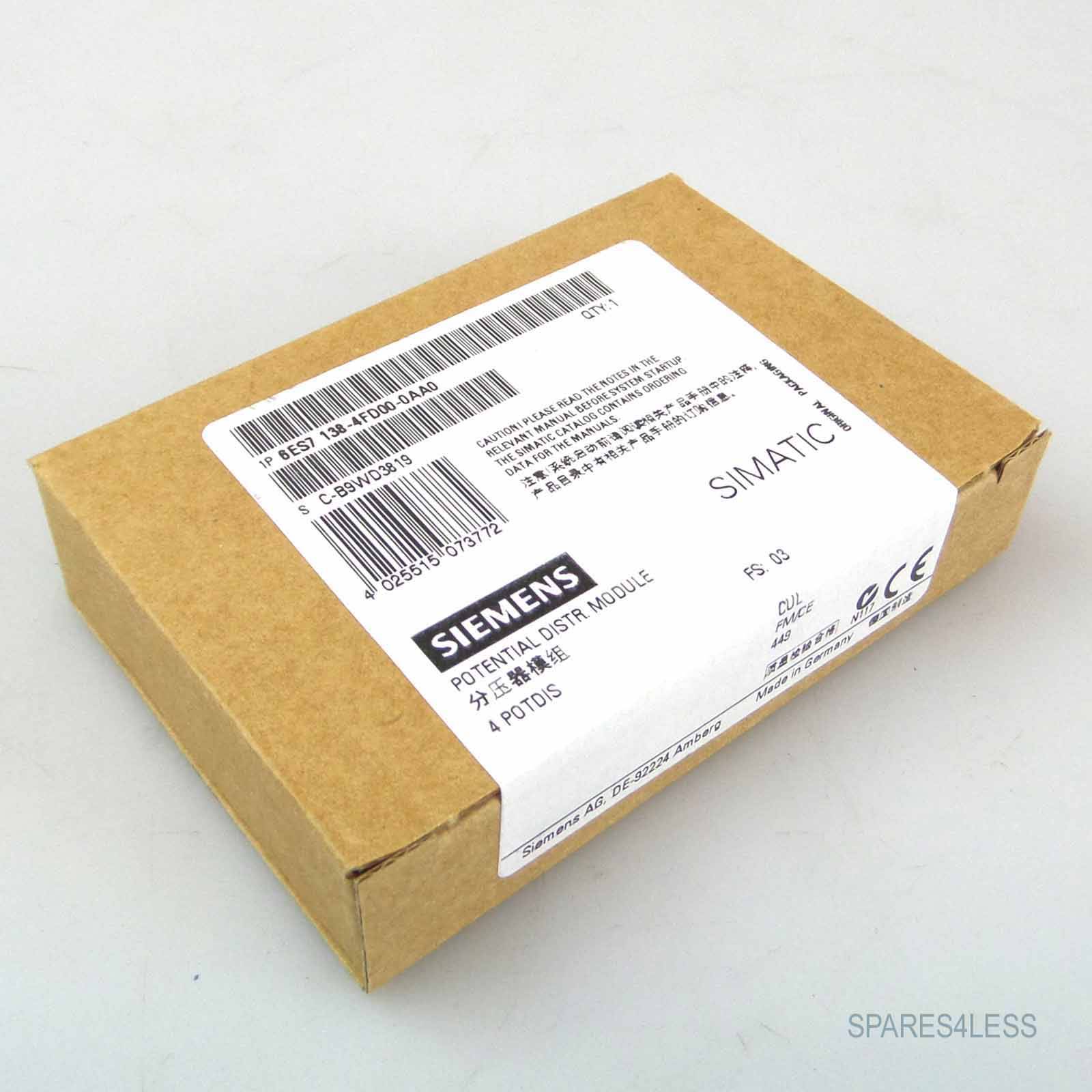 Siemens - 6ES7138-4FD00-0AA0 - SIMATIC DP, 4POTDIS for ET 200 Potential distributor module,-0