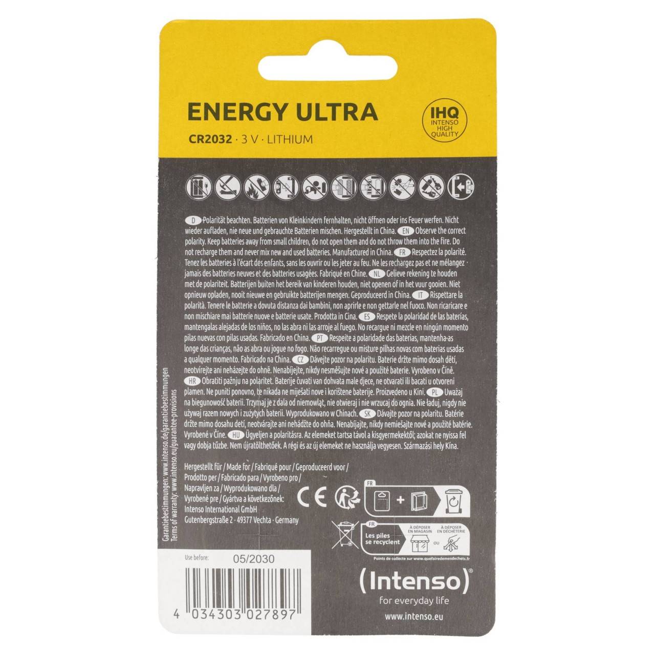 Energy Ultra, confezione da 6, pila a bottone, CR2032, 3 volt, ideale per l'uso quotidiano-1