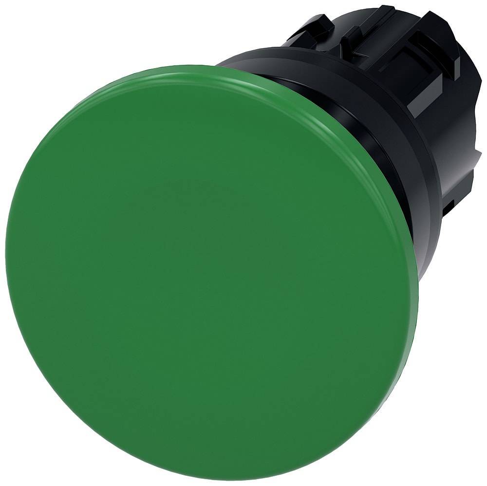 Siemens 3SU10001BD400AA0 3SU1000-1BD40-0AA0 Interruttore a pressione a fungo Anello frontale in plastica Pulsante Nero, Verde 1 pz.