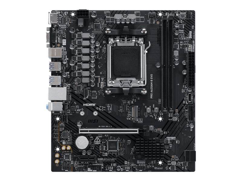 MSI MB AMD A620AM-B EVO,A620A,AM5,2DDR5,1PCI-Ex16,1PCI-Ex1,1M.2,2SATA3,7USB3.2 Gen1,6USB2.0,HD A-0
