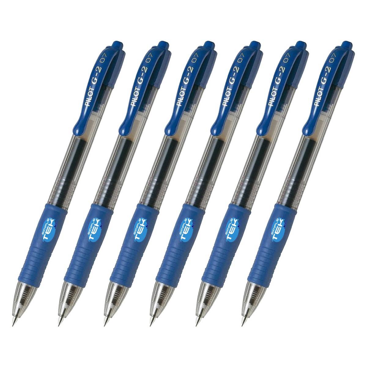 6 X Penne A Gel Pilot G-2 07 0.7mm Blu A Scatto Ricaricabile Antisbavature-0