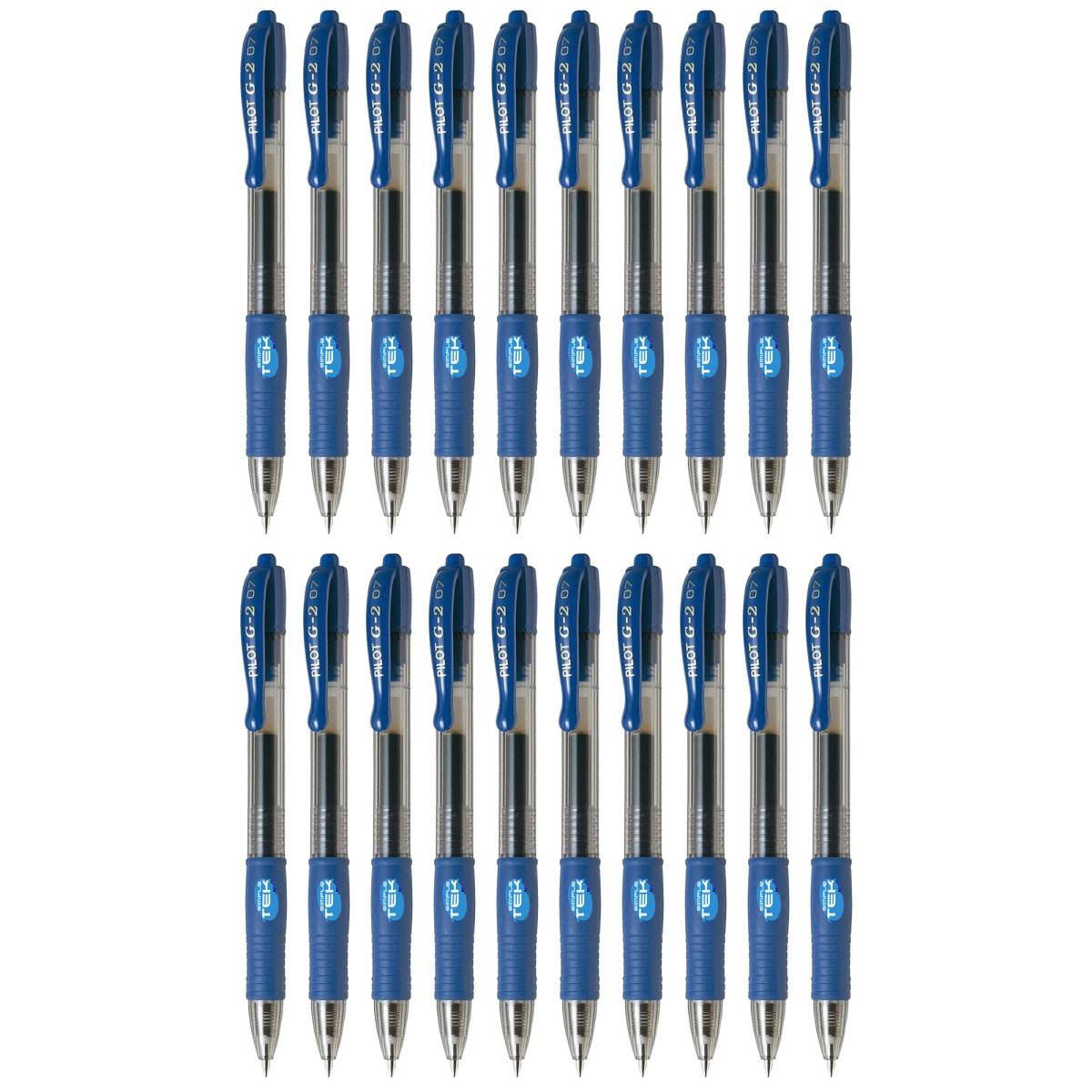 20 X Penne A Gel Pilot G-2 07 0.7mm Blu A Scatto Ricaricabile Antisbavature-0