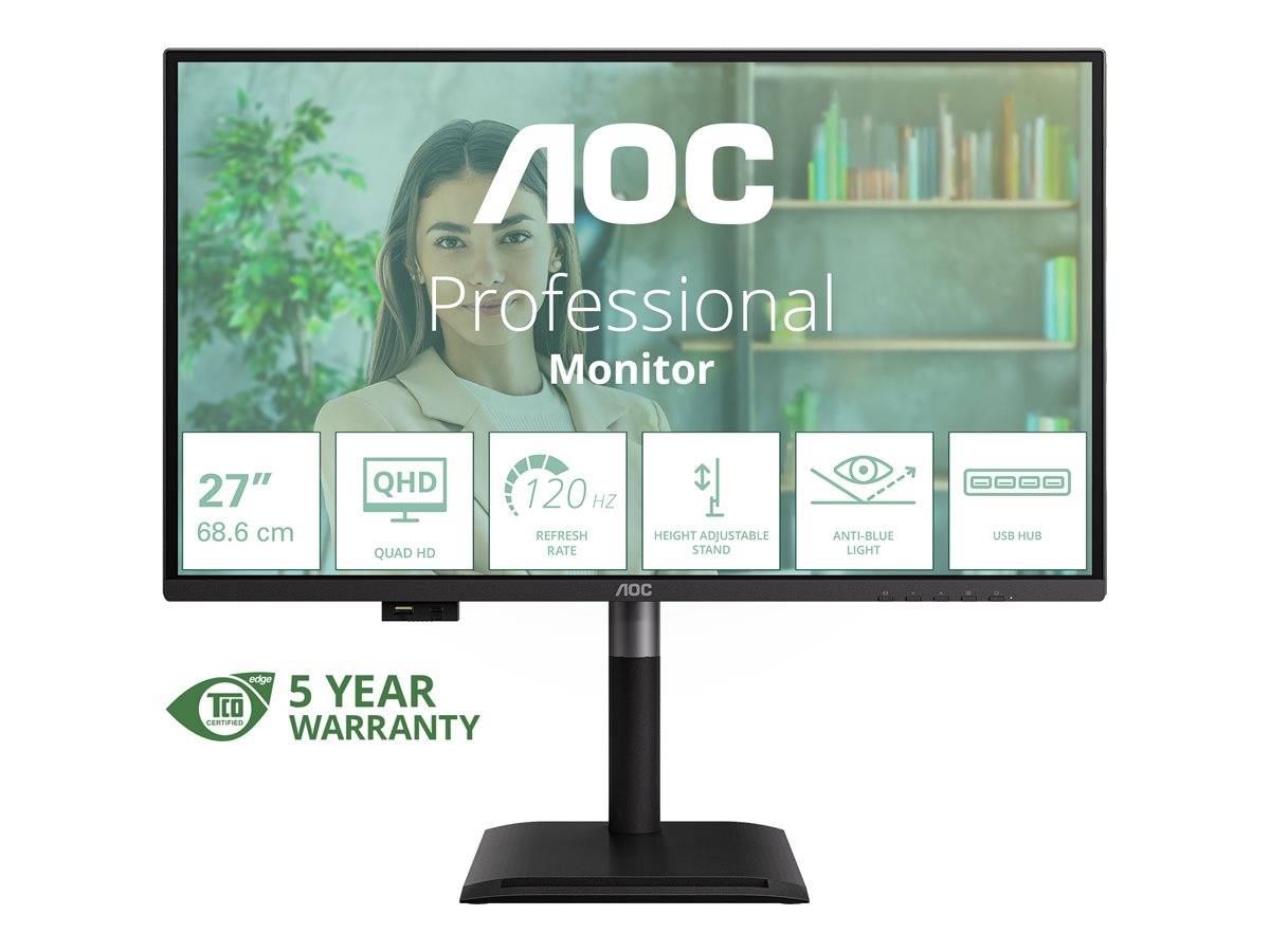 AOC MONITOR 27 LED IPS QHD 16:9 4MS 120hz 350 CDM, PIVOT, DP/HDMI, USB-C, MULTIMEDIALE-0
