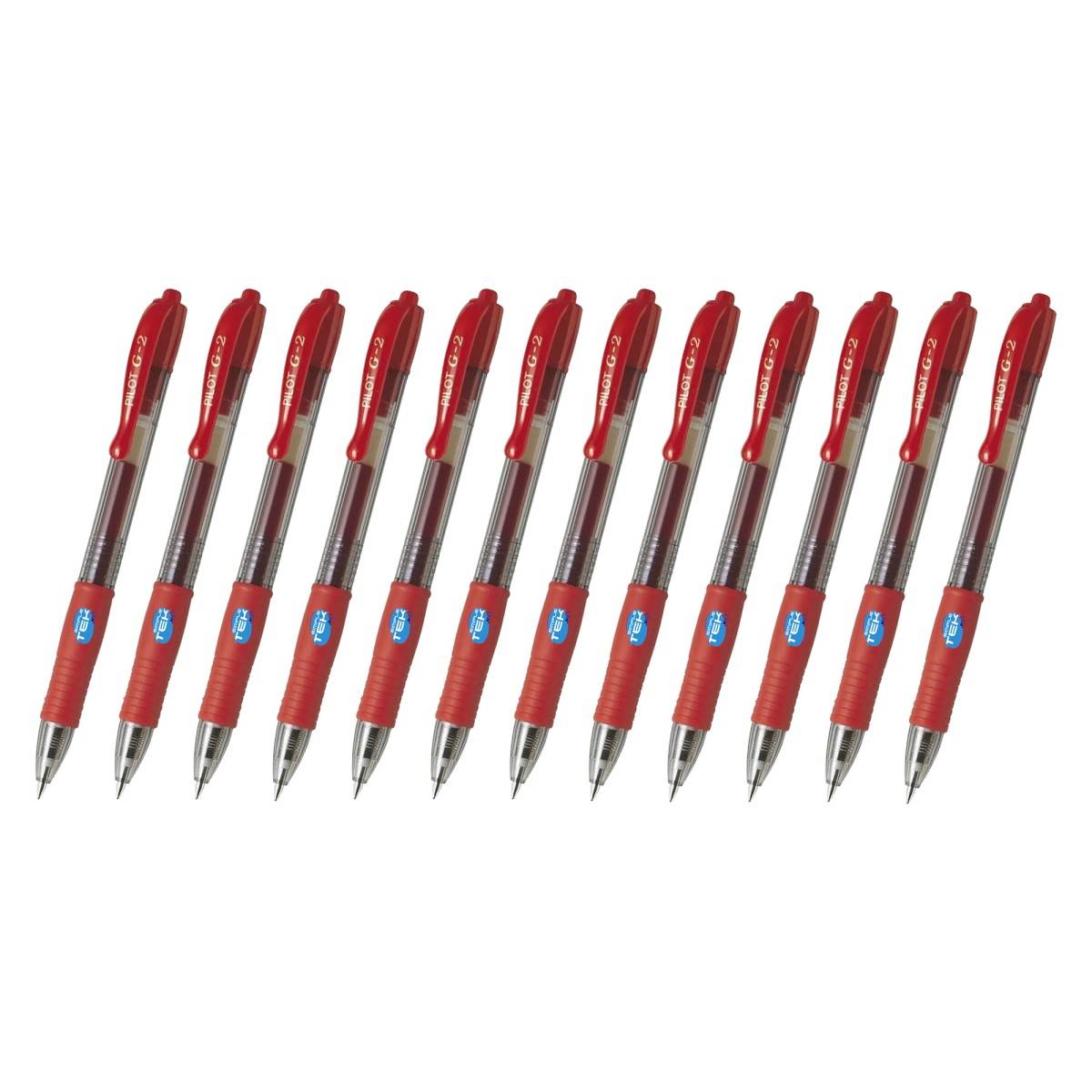 12 X Penne A Gel Pilot G-2+ 0.5mm Rosse A Scatto Ricaricabile Antisbavature-0
