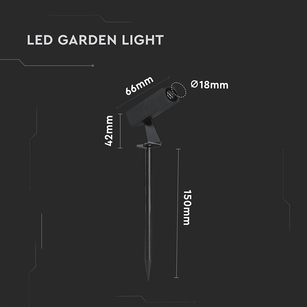 V-TAC Faretto LED da Giardino con Picchetto 2W Quadrato Nero 3000K IP65-3