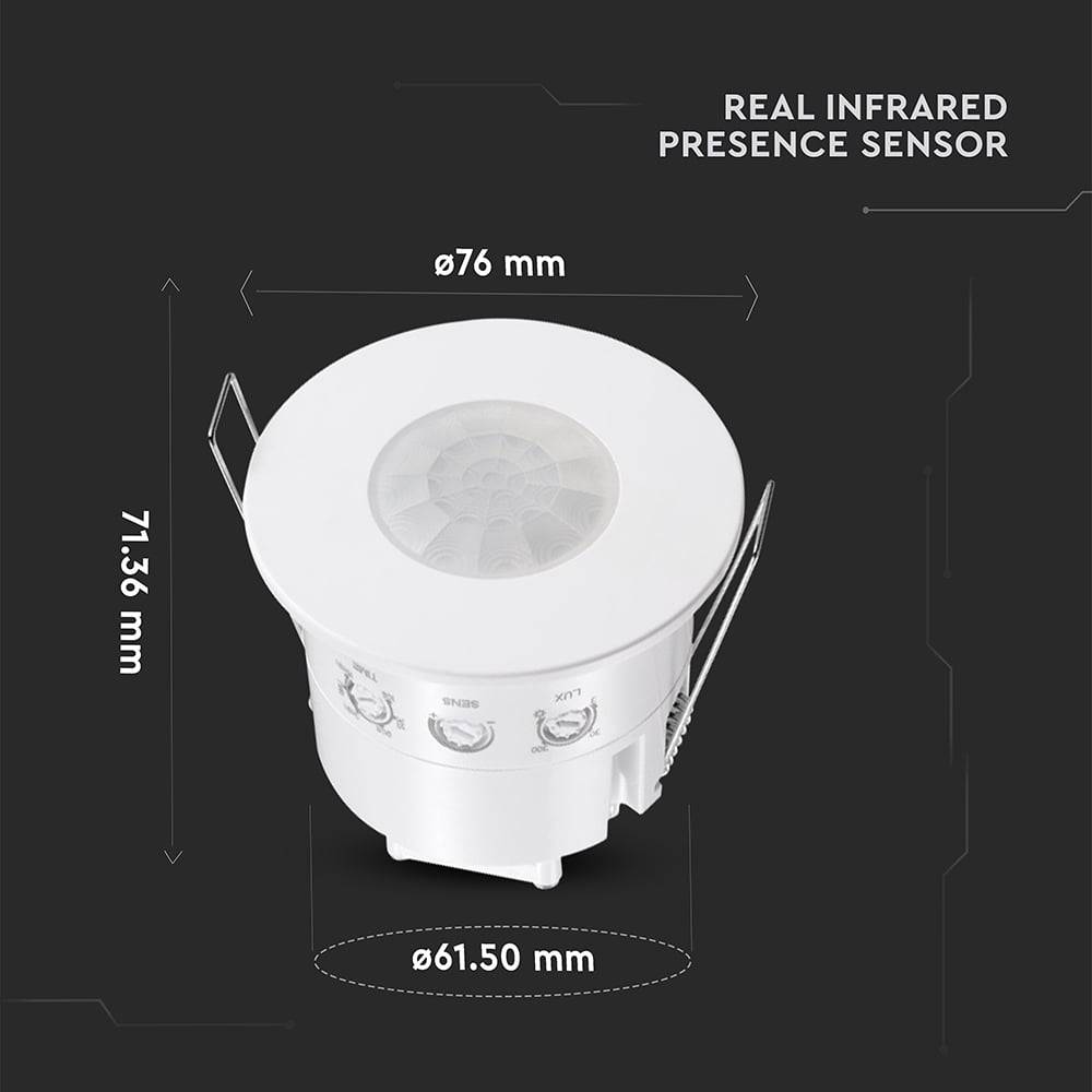 V-TAC Sensore di Movimento Rilevamento 360° da Incasso Bianco (600W) IP54-2