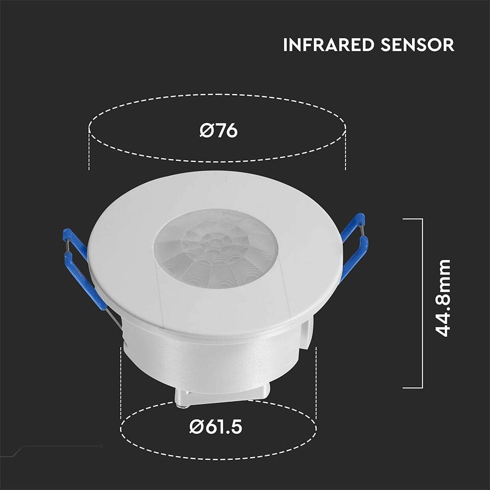 V-TAC Sensore Movimento PIR 360° 8m a Incasso Bianco 600W IP20-2