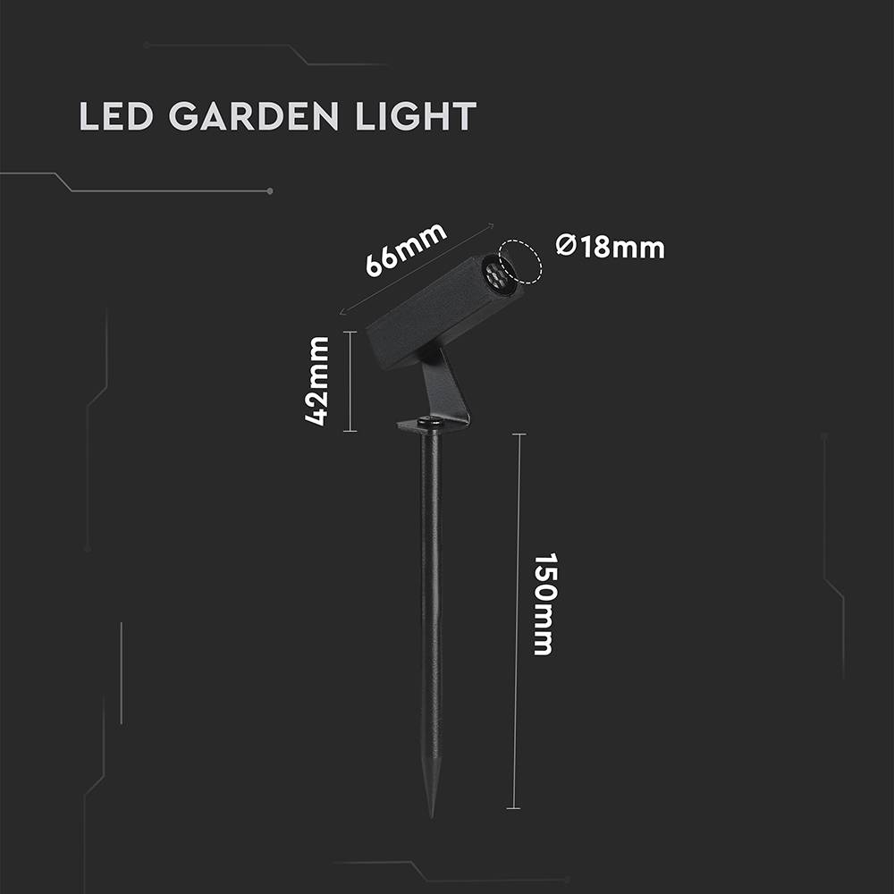 V-TAC Faretto LED da Giardino con Picchetto 2W Quadrato Nero 4000K IP65-5