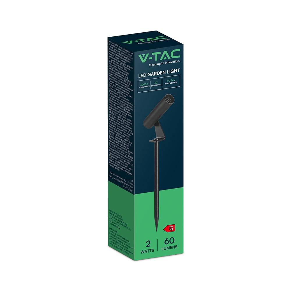 V-TAC Faretto LED da Giardino con Picchetto 2W Cilindrico Nero 3000K IP65-5