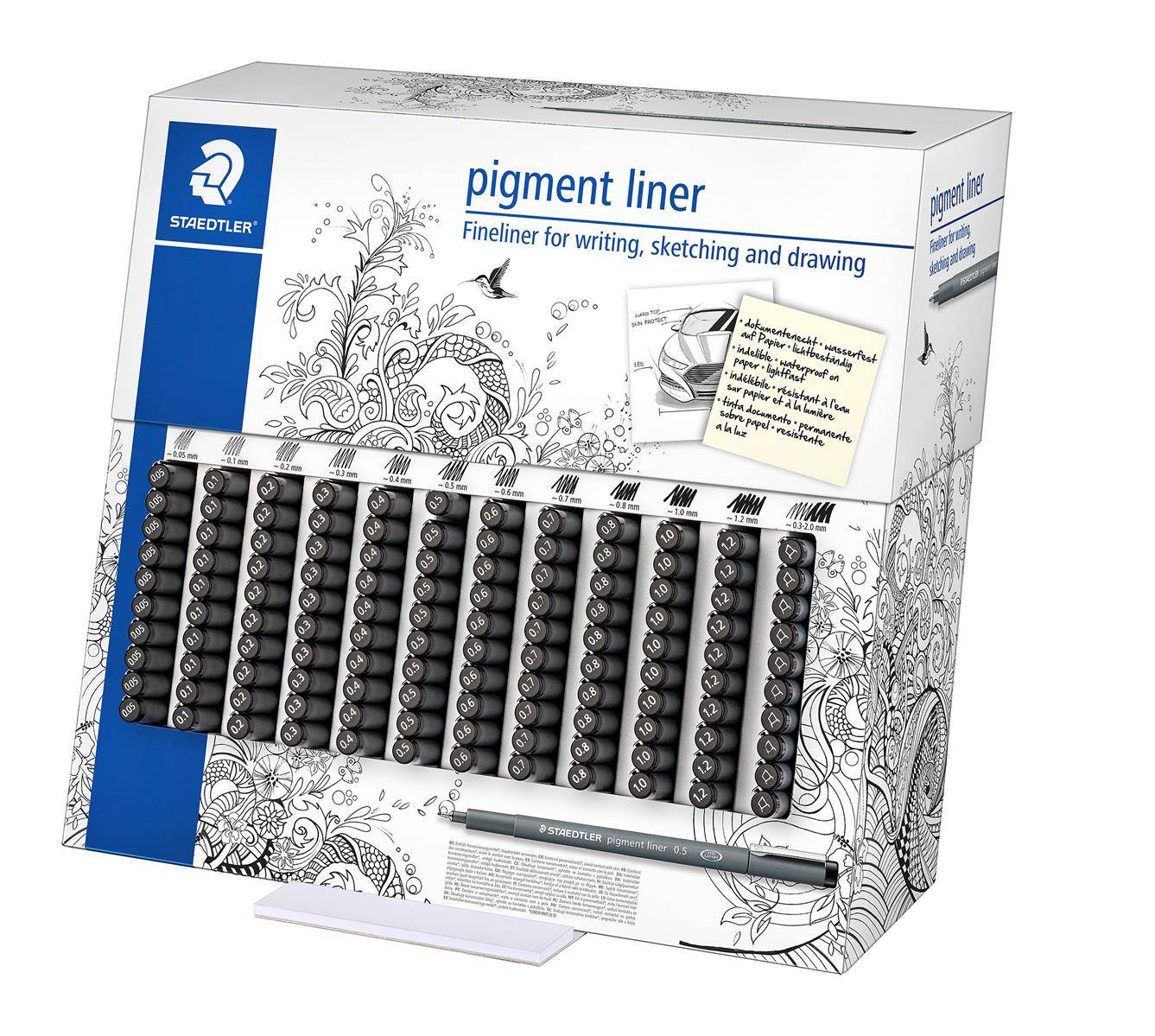 Espositore 120 fineliner Staedtler Pigment Liner tratti assortiti - 308 CA120-3