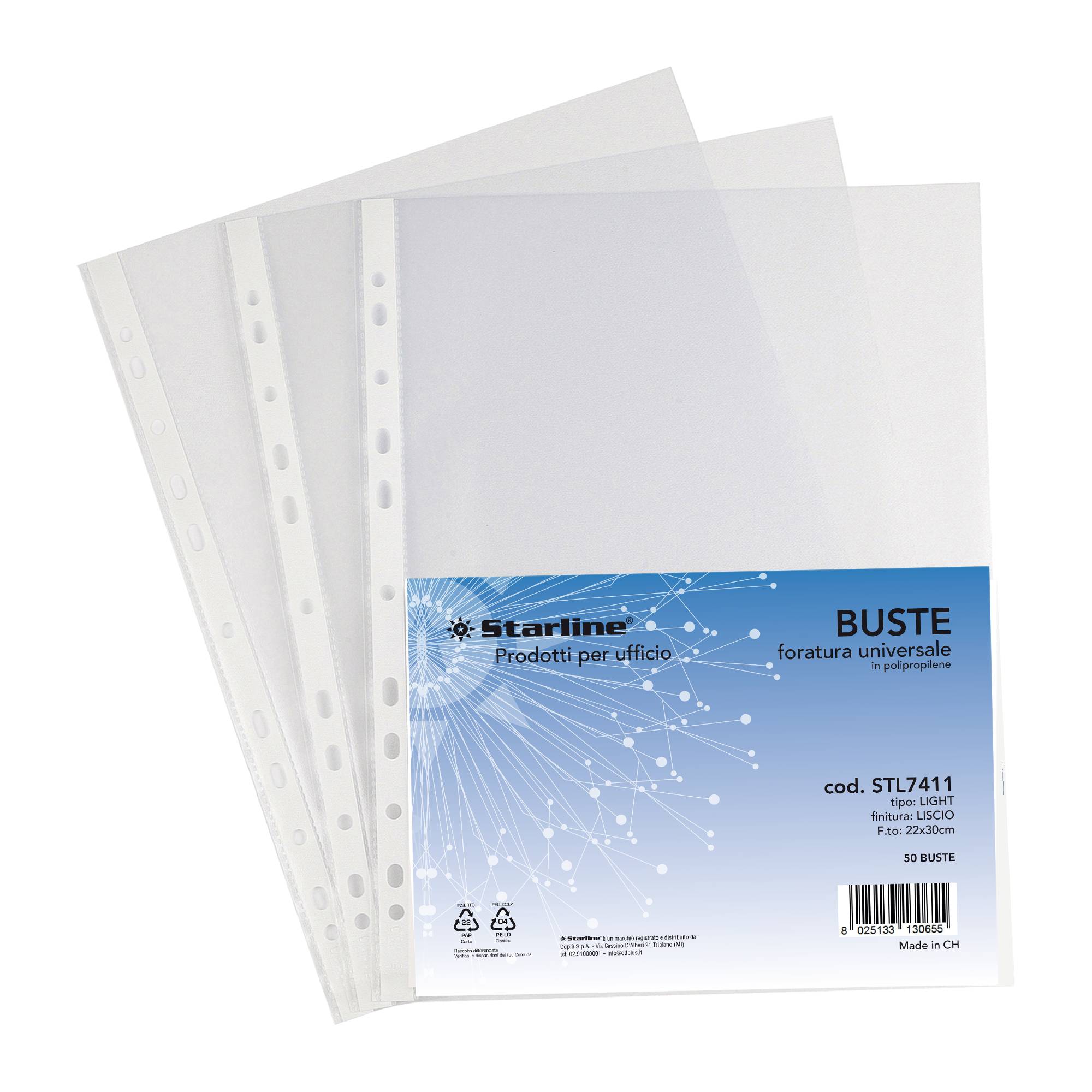 Buste forate Light - liscio - 22 x 30 cm - trasparente - Starline - conf. 50 pezzi-0