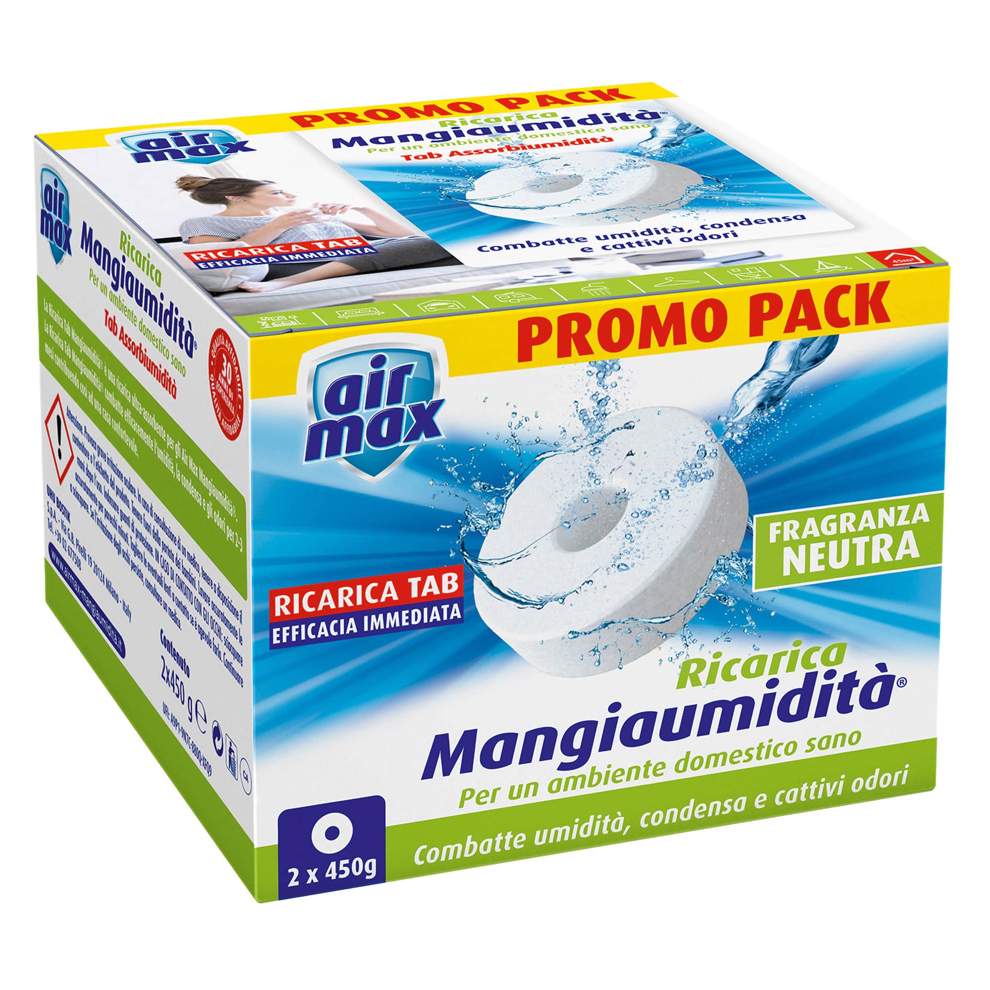 Ricarica tab MangiaumiditA' - neutra - 2 x 450 gr - Air Max - conf. 2 pezzi-0