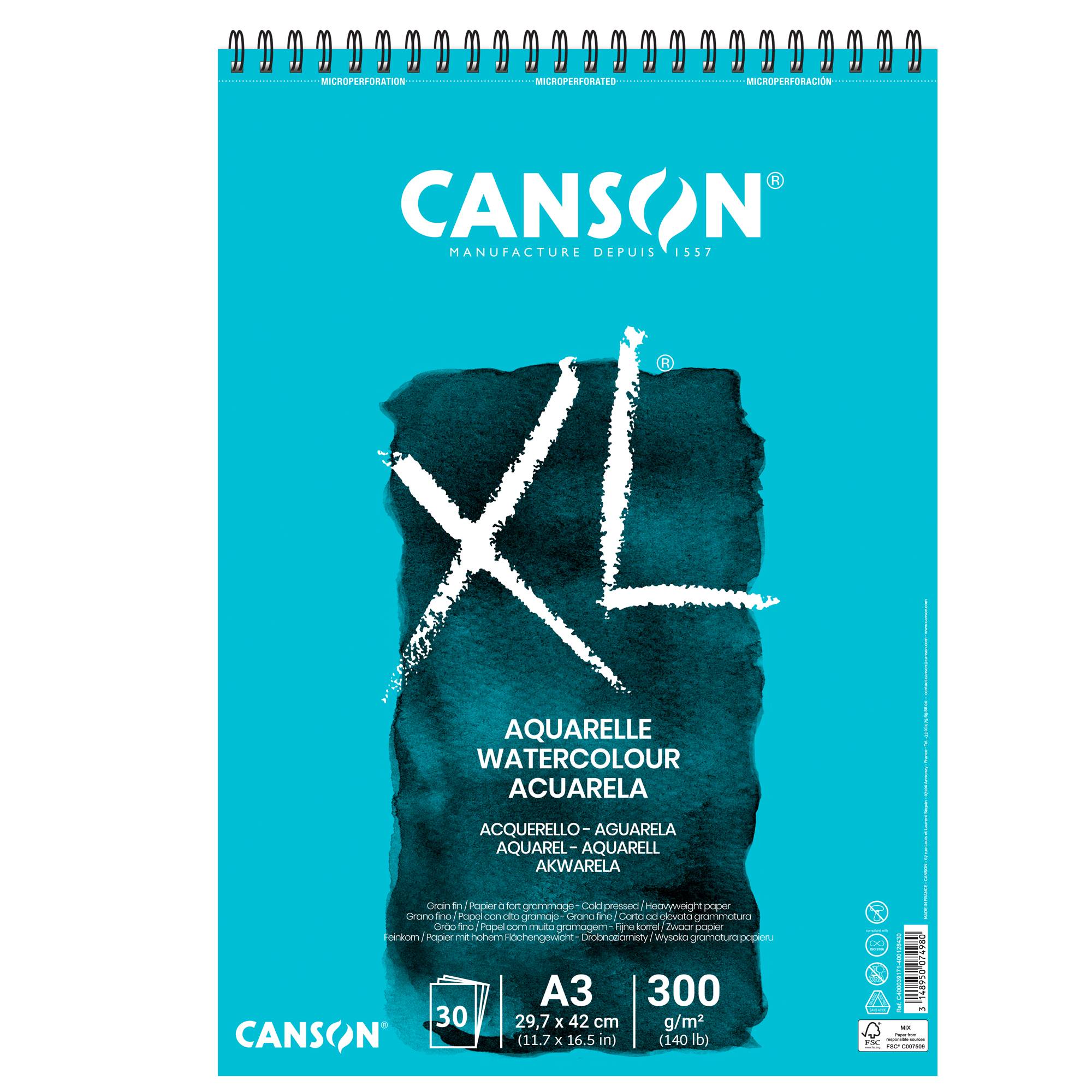 Album XL Aquarelle - A3 - 300gr - 30 fogli - Canson-0