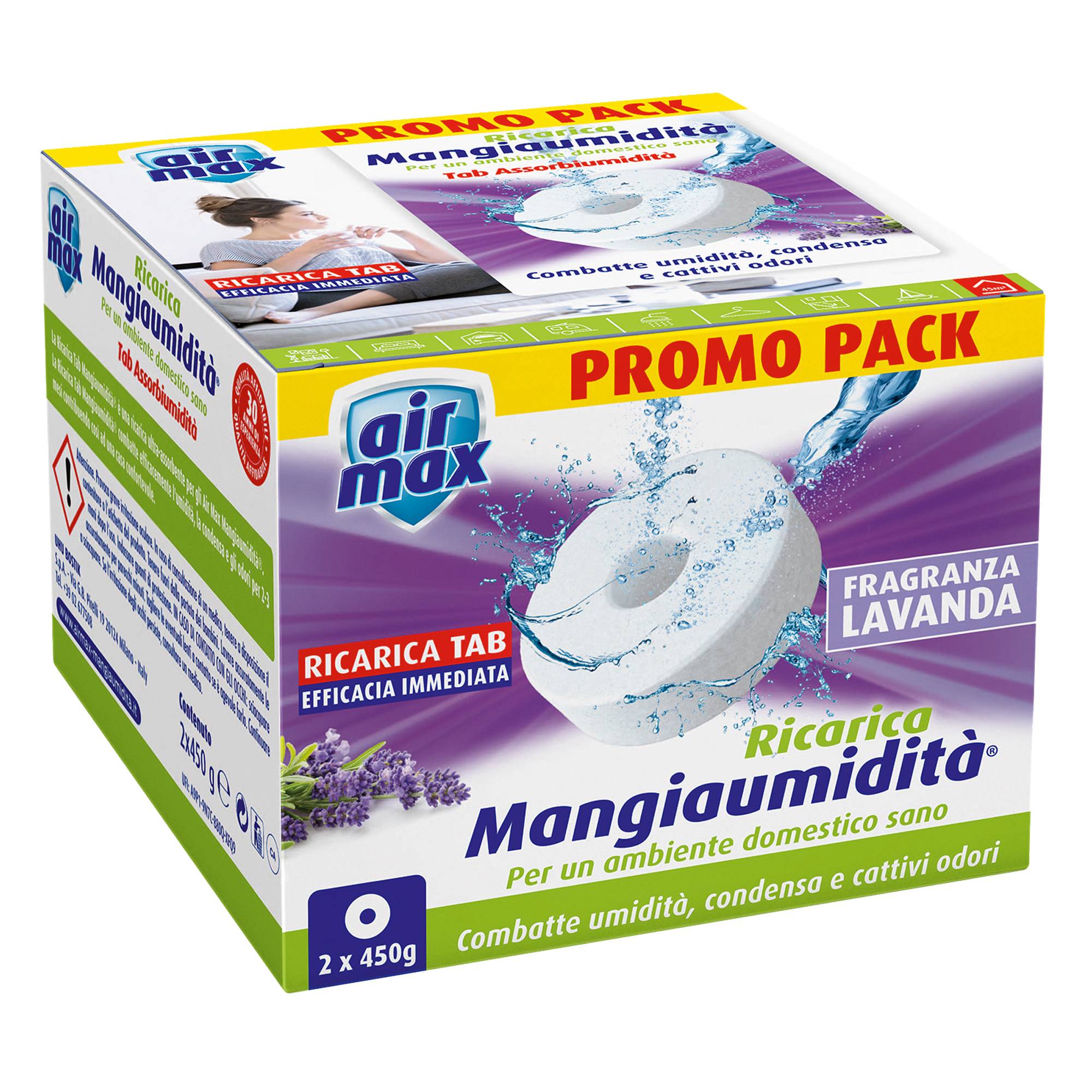 Ricarica tab MangiaumiditA' - lavanda - 2 x 450 gr - Air Max - conf. 2 pezzi-0