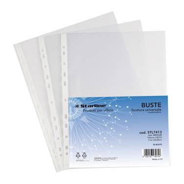 Buste forate Medium - liscio - 22 x 30 cm - trasparente - Starline - conf. 50 pezzi