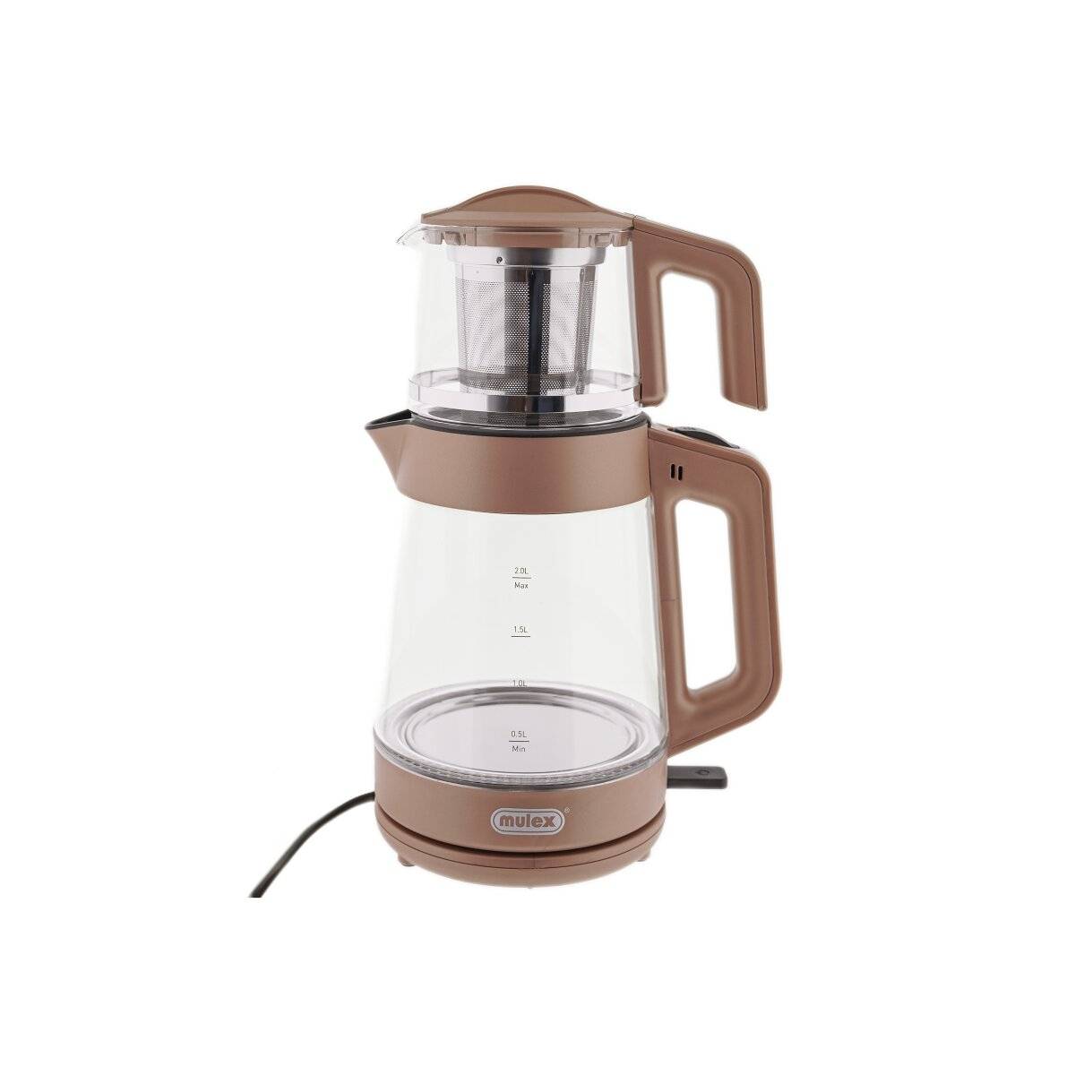 Mulex Tea Express 2 in 1 Bollitore e Teiera in Vetro - 1L + 2L - Rame-0
