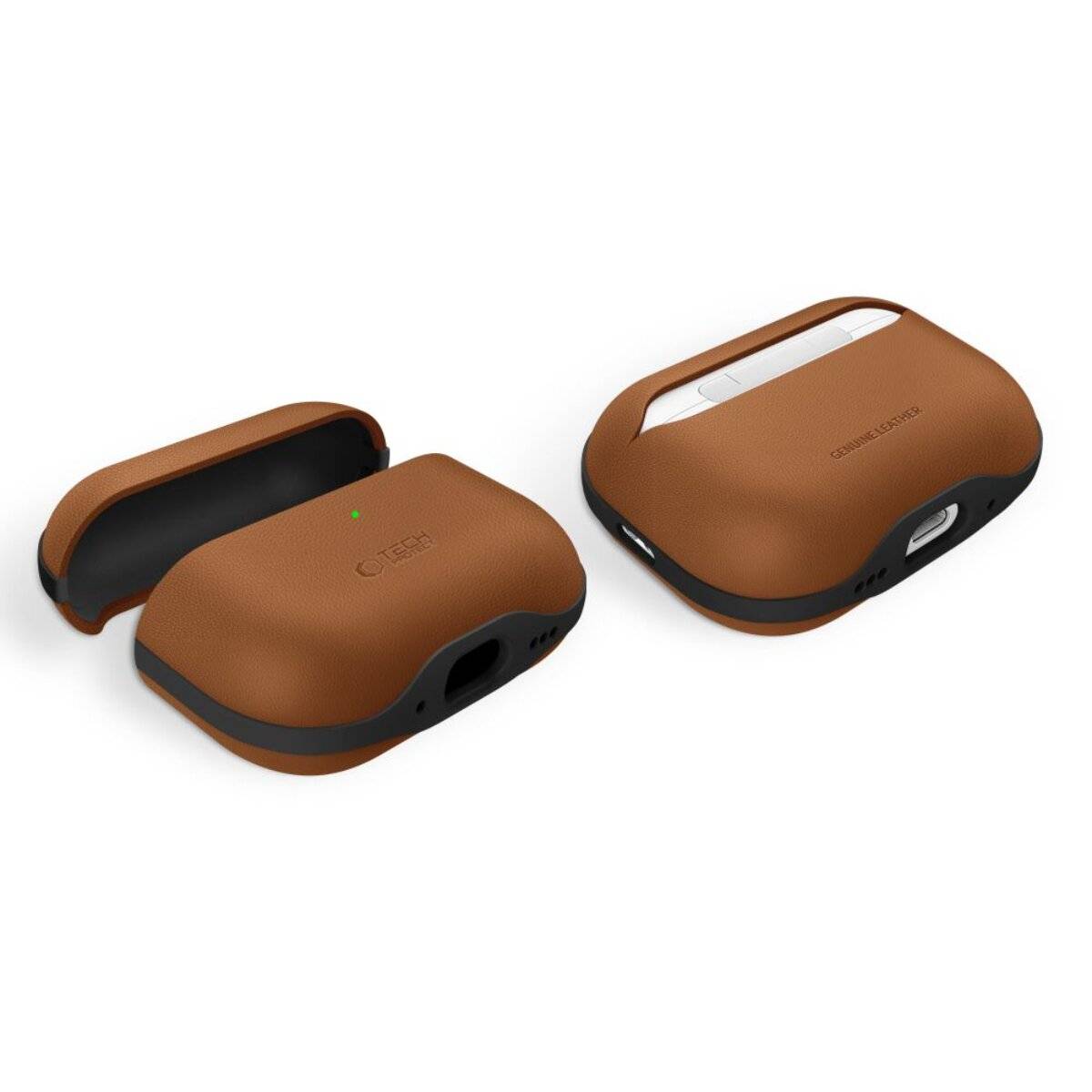 Custodia in pelle Tech-Protect NaturalFit per AirPods Pro 3 con tracolla, marrone-3