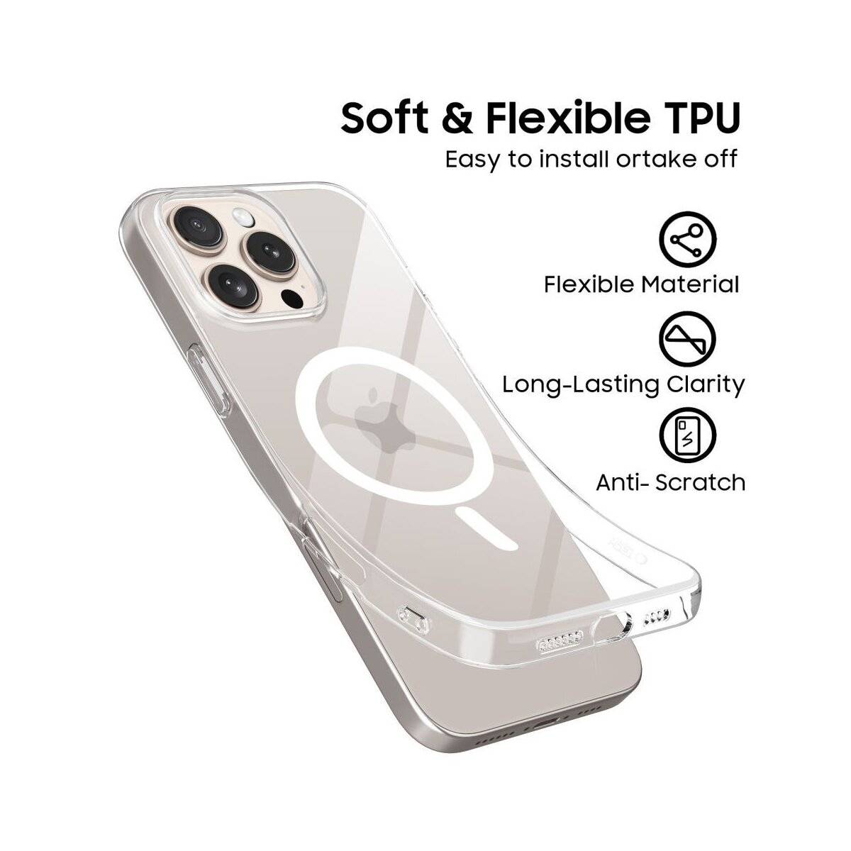 Tech-Protect FlexAir Custodia Compatibile con Apple iPhone 16e Case Protezione Trasparente Anello magnetico Custodia ...-1