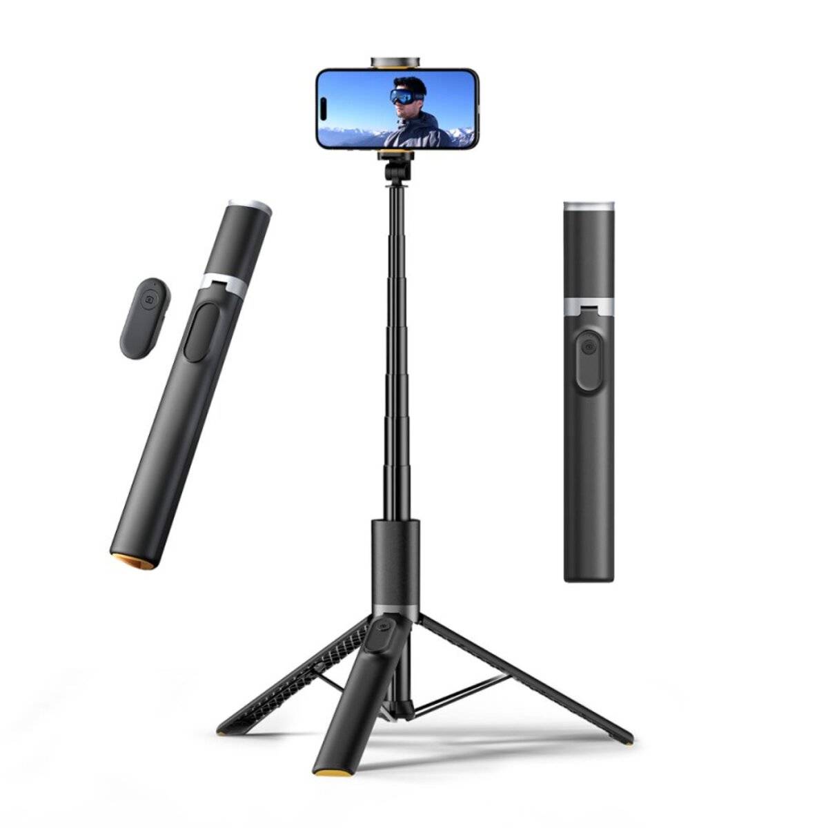 Tech-Protect L08S Selfie Stick Bluetooth con telecomando, treppiede fino a 141 cm – Nero-2