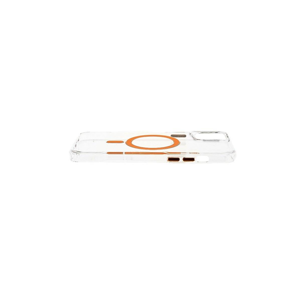 Custodia protettiva antiurto con funzione magnetica, compatibile con iPhone 15 Plus, arancione trasparente-2