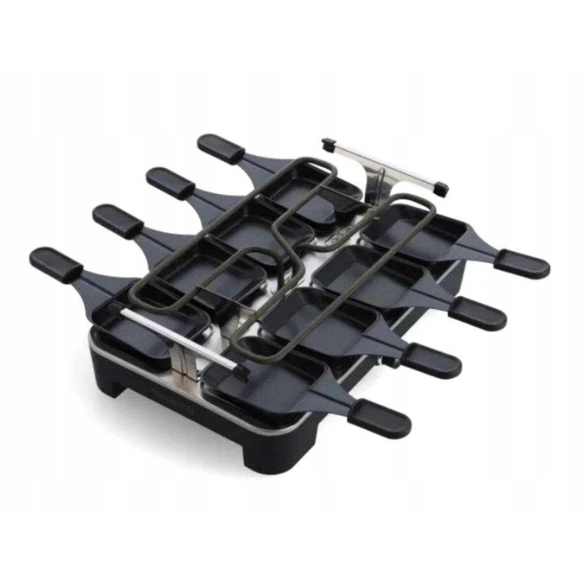 Mauviel 1830 Raclette Grill, antiaderente, 8 padelle, piastra grill, set da tavolo di alta qualità per 8 persone-2