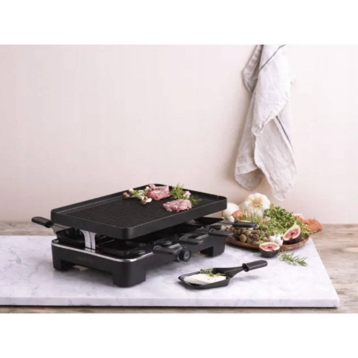Mauviel 1830 Raclette Grill, antiaderente, 8 padelle, piastra grill, set da tavolo di alta qualità per 8 persone-4
