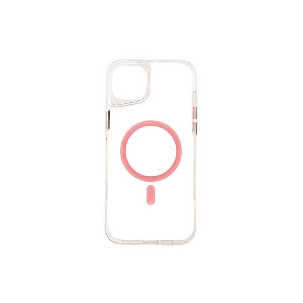 Custodia protettiva antiurto con funzione magnetica, compatibile con iPhone 14 Pro, trasparente/rosa