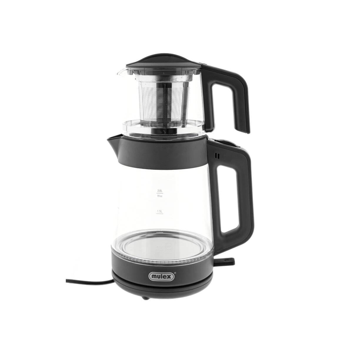 Bollitore e teiera in vetro 2 in 1 Mulex Tea Express - 1L + 2L - Grigio-0