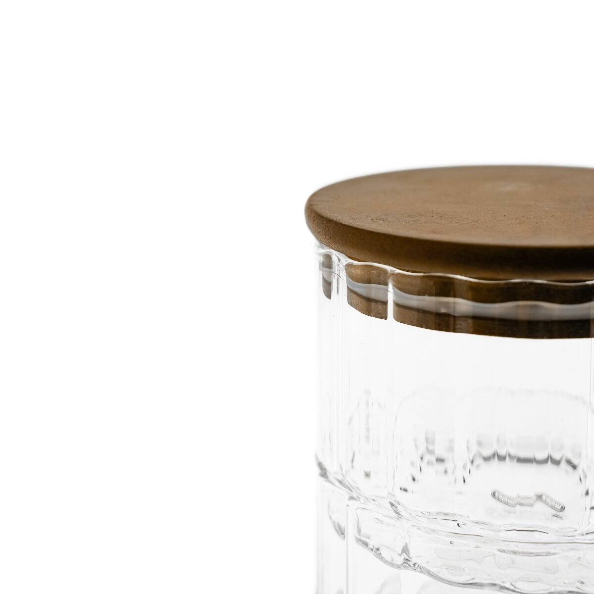Contenitori in vetro con coperchio in legno, set da 3 pezzi - impilabili-1