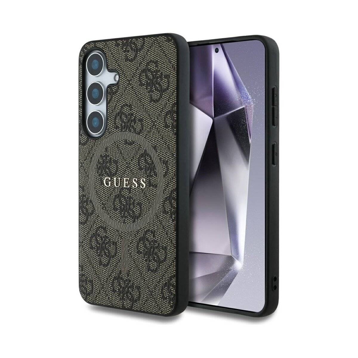 Guess Pelle 4G Coloured Ring Custodia per Samsung Galaxy S25 Case Protezione Braun Pelle Magnete Custodia per smartphone-0