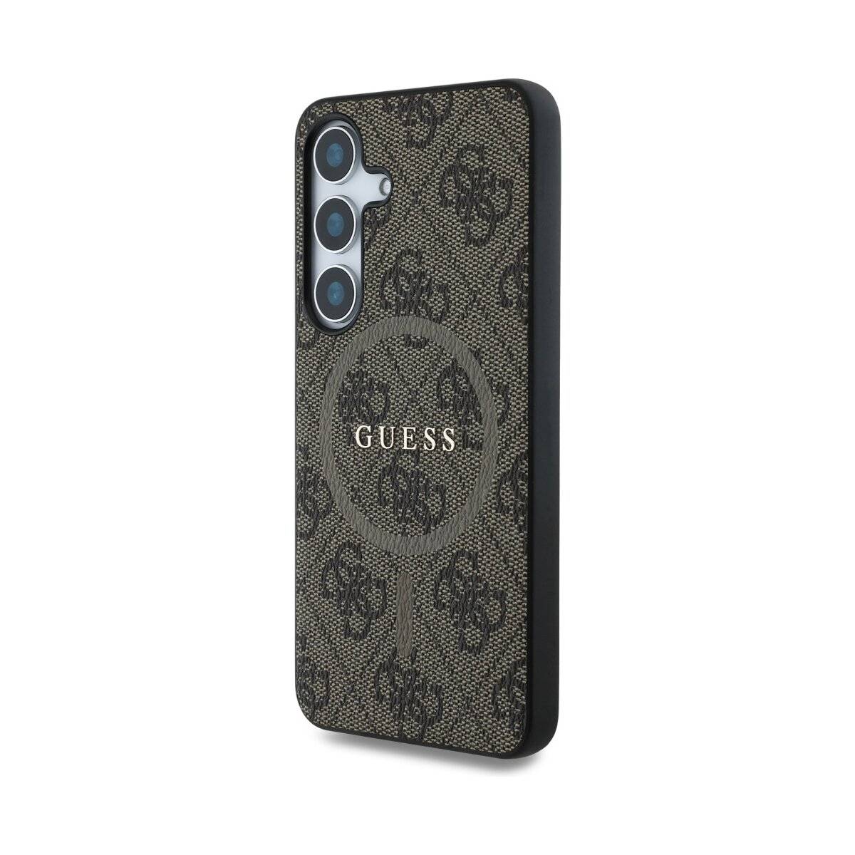 Guess Pelle 4G Coloured Ring Custodia per Samsung Galaxy S25 Case Protezione Braun Pelle Magnete Custodia per smartphone-1